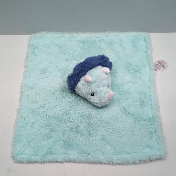 Parents Choice Blue Dino Triceratop Lovey Security Blanket Dinosaur Baby Plush - Picture 5 of 9